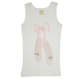 Ballet Slippers on Cream Tank